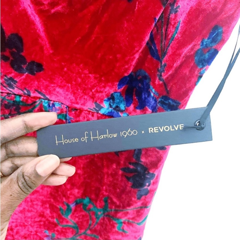 REVOLVE Red Velvet Floral Midi Dress - Picture 7 of 13